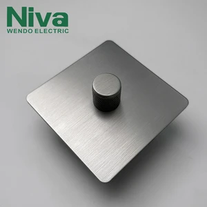 Niva Home Light Dimmer Switch 1 Gang UK Standard Electric Wall Switches Stainless Steel Panel