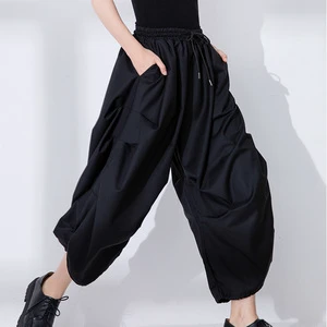 Fashion Retro Oversized Plus Size Women's Pants Casual Loose Street Wear Drawstring Wide Leg Pants