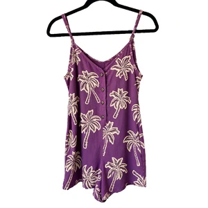 Summer Beach Wear Coconut Print Romper Custom Design Rayon V Neck Women Jumpsuits