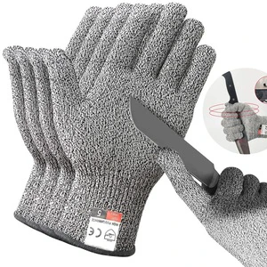 Anti Cut Proof Gloves Hot Sale GMG Grey Black HPPE EN388 ANSI Anti Cut Level 5 Safety Work Gloves Cut Resistant Gloves