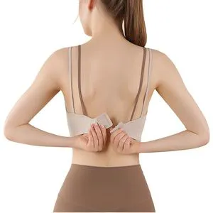 High Support Plus Size Breathable Simple Racerback Yoga Tops with Front Logo and U-NECK