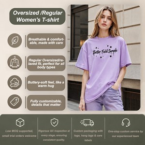 OEM Low MOQ Fully Customizable Women T Shirt Breathable Oversized & Regular Relaxed Fit Casual Ladies Tops With Custom Logo