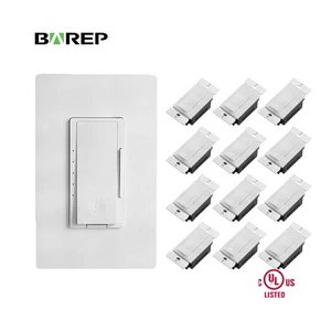Barep ETL Listed US Single Fire Double Control Reset PC Wall Power Electric Dimmer Light Switches For LED Lights