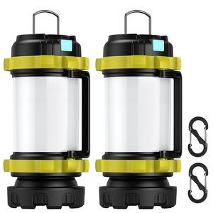 2pcs Rechargeable Camping Lantern Portable USB Tent Light Lamp Flashlight Torch Power Bank for Hiking and Fishing Emergencies