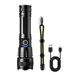 Super Bright Waterproof Handheld Rechargeable Flashlights High Lumens XHP50 LED 5 Modes Adjustable Powerful Tactical Flashlight