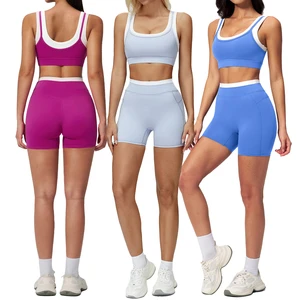Custom Logo Ladies' Summer Nude-Feel Yoga Set Women's Ribbed High-Waisted Casual Comfortable Fitness Sports Set