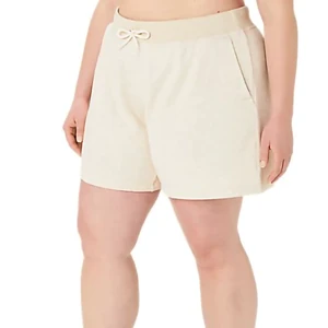 Beige Women Plus Size Shorts With Back Pocket Comfortable Soft Fabric Elastic Waist Casual Summer Shorts