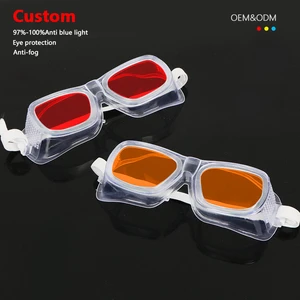 Custom Safety Anti-Impact-Fog Dust Chemical Splash Protection UV Protect Industrial Goggles Orange Lens Labor Protective Glasses