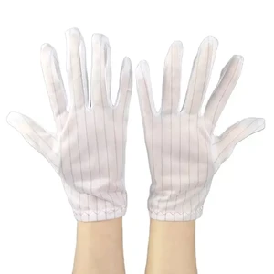High Quality Dust Free Cleanroom White JingYa Brand Polyester Antistatic Gloves ESD with Conductive Wire Touchscreen & Anti-Slip