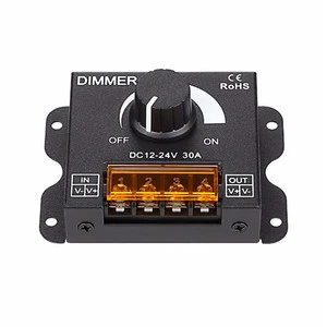 30A PWM Dimming Controller DC 12V - 24V Dimmer Knob ON/OFF Wall Switch with Aluminum Housing for Single Channel LED Strip Light