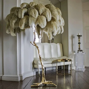 Modern Luxury Design Home Decor Standing Floor Light Hotel Bedroom Bedside Living Room Indoor Lighting Feather Floor Lamp