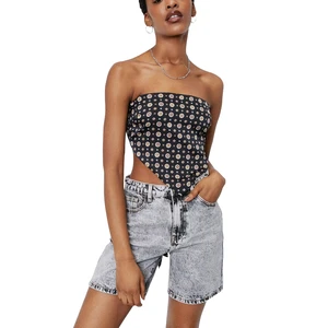 Women's Plus Size High Rise Breathable Colored Pleated Wide Leg Short Jeans Elastic Waist Shorts Hot Eco-Friendly 100% Cotton