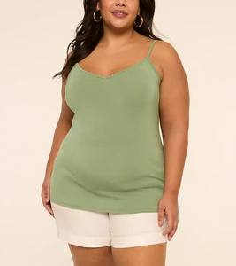 V-Neck Tank Top Women Spandex/Cotton Casual Breathable Solid Cami Top with Built-In Bra Fitness Plus Size