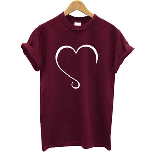 Women's Casual Plus Size Eco-Friendly Quick Dry Love Heart Printed T-Shirt