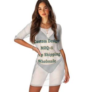 Beach Vacation Wear Beach Cover-ups for Women Print on Demand Breathable and Comfortable Custom Made Short Sleeve Sarong