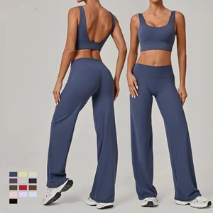 Women's Plus Size Yoga Set Lightweight Backless Tank Top Wide-Leg Pants Eco-Friendly Breathable Slim-Fit Outfit for Outdoor