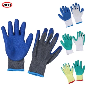 High Quality Customized Mechanical Industrial Latex Coated Cotton Leather Anti-slip Dipped Polyester Safety Work Gloves