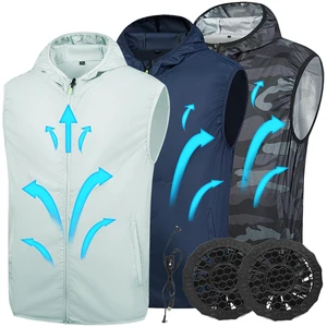In Stock 5V 7.4V 12V Wind Gears Outdoor Cooling Fan Jacket UV Proof Vest Coat Air Conditioner Vest Jacket Hi Vi Cooling Fan Vest