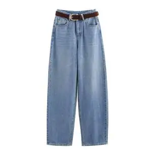 Women's Jeans Clothing Straight Pants Classic Versatile Washed Light Blue Pantalon Baggy Jeans for Women All Seasons Stylish