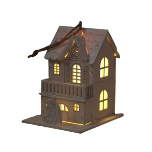Creative Wooden Light House Style Lamp Bedroom LED Night Light Cozy Warm Wooden Lighting Home Decoration Wood Kids Gifts