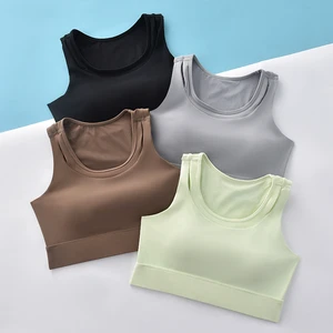 Lightweight Breathable Solid Color Women's Sports Bra Four-Way Stretch High Support Shockproof Yoga Running Workout Top Front