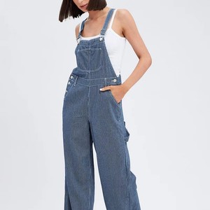 2025 Fashion New Style Women Denim Jumpsuit Strapless Trousers 100% Cotton Blue Slim Jumpsuit OEM Serviced
