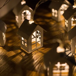 USB Power 10 LED Small House Wooden Decorative Lighting Lights Room Window Decoration Christmas Tree String Light Wholesale