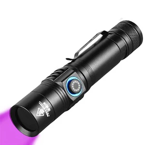 WFeng UV02 Aluminum Alloy Mini LED UV Flashlight Clip USB Rechargeable 1200mAh Lithium-ion Battery IPX4 Waterproof 20lm