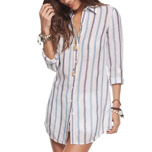 Linen Beach Coverup Shirts for Women Blouses