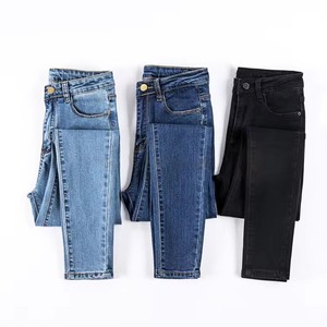 Customize Spring and Autumn Slim Fit Denim Pant Plus Size Blue Gray Small Footed Pencil Length Jeans Pants