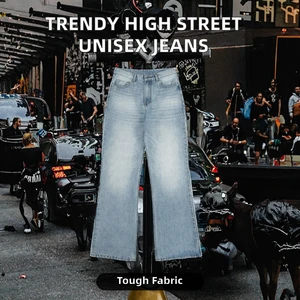 Sustainability Garment Custom Men's Straight Jeans Casual Trousers Large Size Luxury Jeans Men