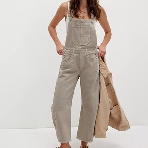 Wholesale Women's Stonewashed Denim Overalls Jumpsuit Loose Fit Straight Leg High Waist Summer Casual/Formal Streetwear