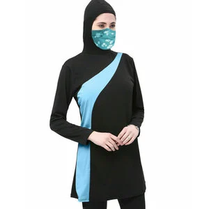 2026 Plus Size Eco-Friendly Spandex/Polyester Washed Islamic Muslim Women's Bikini Swimwear 2-Piece Set Animal/Letter Front