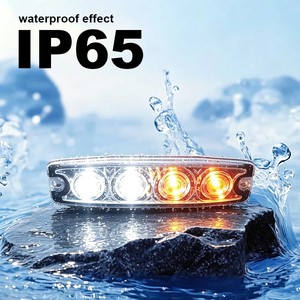 4inch Dual Color Amber White 4LED Thin Warning Light Flash Emergency Strobe Clearance Light Turn Signal Lamp Truck Trailer RV