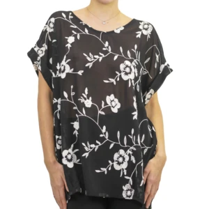 Double Layer Floral Broadcloth Crew Neck Tunic Top Short Sleeve Printed Solid Color Blouse Casual Rayon Pajama Shorts Spring