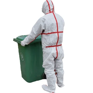 Disposable Microporous Breathable Non-Woven Anti-Chemical Anti-Static Safety Coverall Taped Seams for Level C Limited-Splash