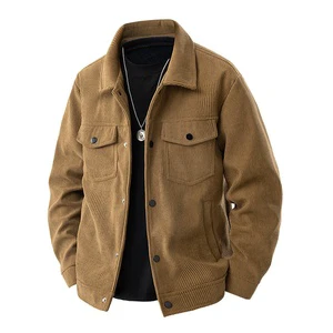 Spring Autumn Corduroy Loose Windproof Bomber Jacket Workwear Casual Top