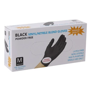 100-Piece Box Black Heavy Disposable Nitrile Vinyl Gloves For Work Safety Beauty Salons & Home Cleaning
