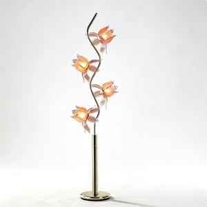 Stylish Lotus Shaped LED Floor Lamp E26 Art Iron Glass Flower, Modern Standing Light for Home Study Living Room Garden