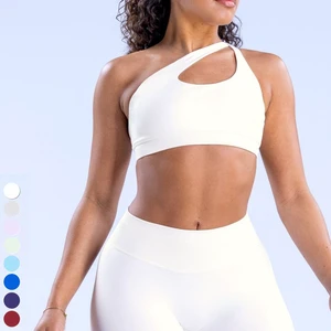 Sexy One Shoulder Backless Sport Bra High Elastic Workout Running Underwear Gym Fitness Yoga Bras Seamless Sports Bra for Women