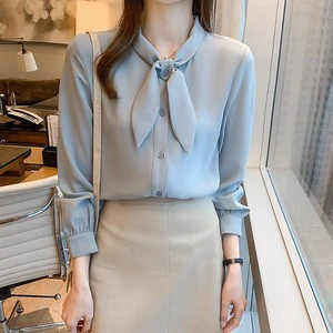 Long Sleeve Shirts Casual Fashion Women Solid Blouse Tops Ladies Shirts Clothes Blusa Elegant 8533#