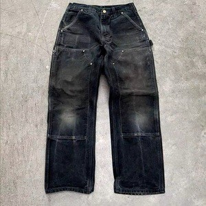 Mens Cargo Pants Denim Vintage Double Knee Carpenter Pants Jean Men Customized Men's Jeans Street Wear