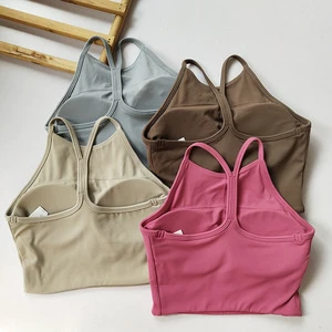 Yoke OEM Sujetadores Deportivos Mujer High-neck Racerback Shockproof Quick-drying Fitness Yoga Sports Bra With Chest Pad