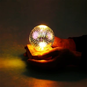 Fashion Design Firework 3D Magical Romantic Starry Sky Light Crystal Glass Round Ball Lamp Indoor Study Room Bedside