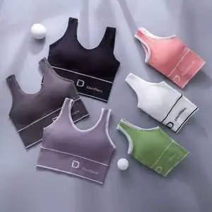 Custom Tank TopDS001 -001# Women's Fitness Sport Bra Vest Double Padded Knitted Tube Top Streetwear Skin-Friendly Short Solid