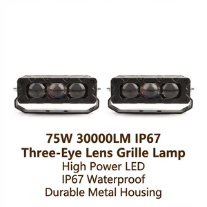 Car Accessories Laser Grille Lights 75W 30000LM 3 Lens Bi Led Projector Lens Grille Light Bi Led Projector Lens