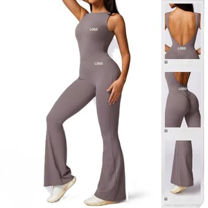 Women Customized One-Piece Yoga Jumpsuit Peach Lift Micro-Fitness Gym Activewear Yoga Shaping Sports Jumpsuit for Women