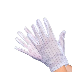 YP-Q6 ESD Cleanroom Dust-Proof White Stripe Glove/Anti-Static Dusting Lab Gloves/Anti Static Laboratory Safety Glove