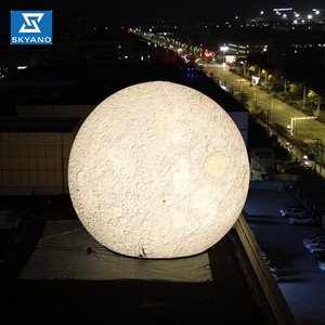 Giant Glowing Moon Inflatable Planet Inflatable Light Art Installation Floating on Water