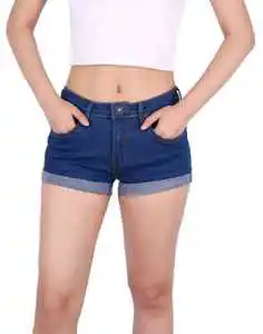 Trendy Women Straight Denim Shorts with Diamonds Button Light Wash High Waist Streetwear Casual Summer Fashion